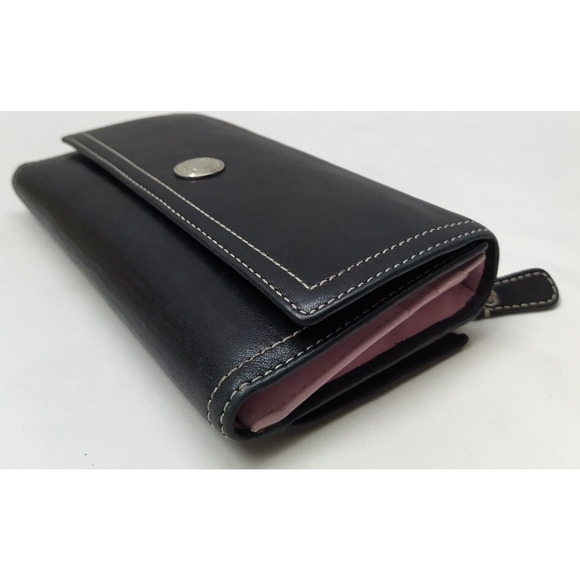 Coach Chelsea Black Leather Credit Card Trifold Long Wallet - Picture 8 of 15